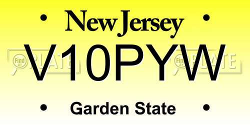 V10PYW New Jersey License Plate