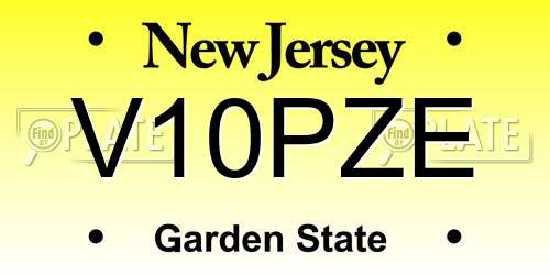 V10PZE New Jersey License Plate
