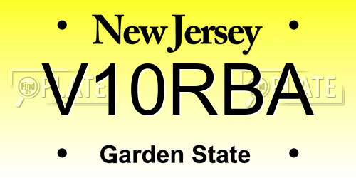 V10RBA New Jersey License Plate