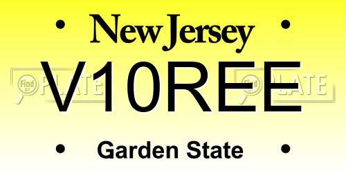 V10REE New Jersey License Plate