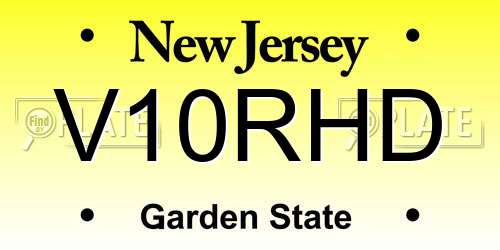 V10RHD New Jersey License Plate