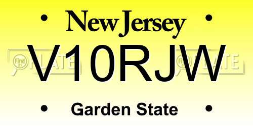 V10RJW New Jersey License Plate