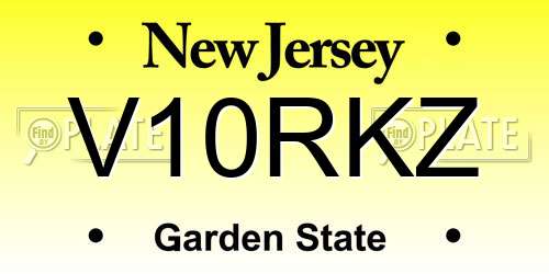 V10RKZ New Jersey License Plate
