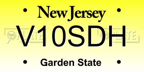 V10SDH New Jersey License Plate
