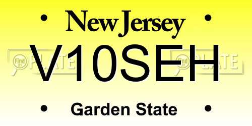 V10SEH New Jersey License Plate