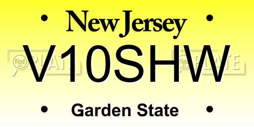 V10SHW New Jersey License Plate