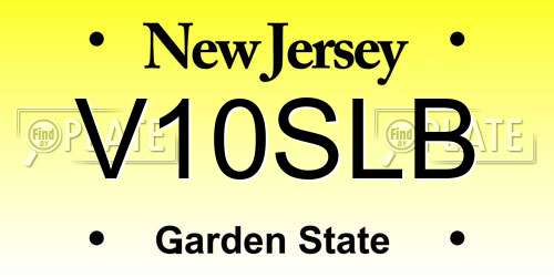 V10SLB New Jersey License Plate