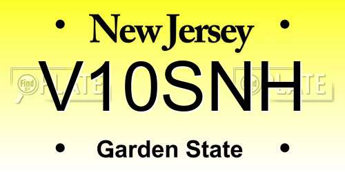 V10SNH New Jersey License Plate