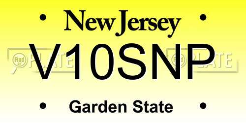 V10SNP New Jersey License Plate