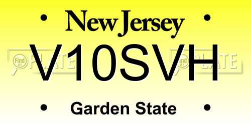 V10SVH New Jersey License Plate