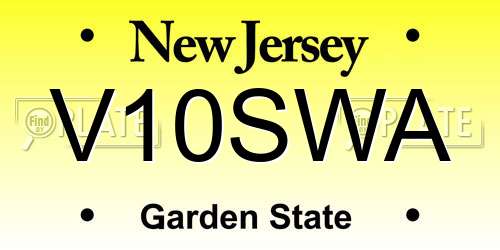 V10SWA New Jersey License Plate