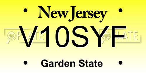 V10SYF New Jersey License Plate