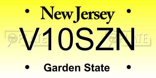 V10SZN New Jersey License Plate