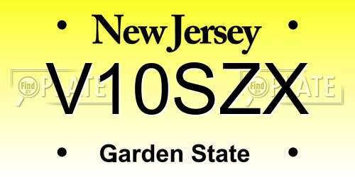 V10SZX New Jersey License Plate