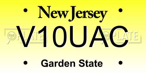 V10UAC New Jersey License Plate