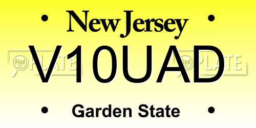 V10UAD New Jersey License Plate
