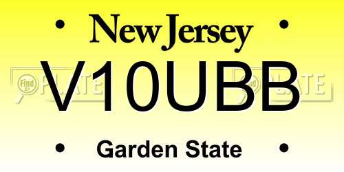 V10UBB New Jersey License Plate
