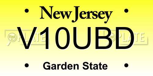 V10UBD New Jersey License Plate