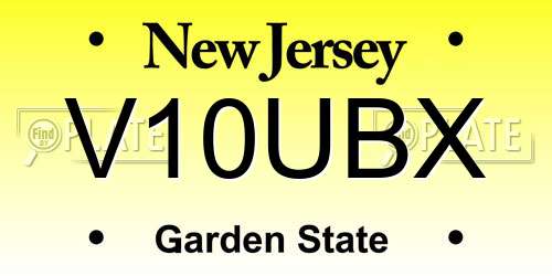 V10UBX New Jersey License Plate