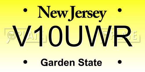V10UWR New Jersey License Plate