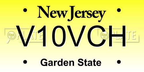 V10VCH New Jersey License Plate