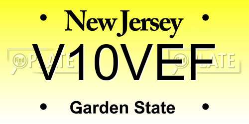 V10VEF New Jersey License Plate
