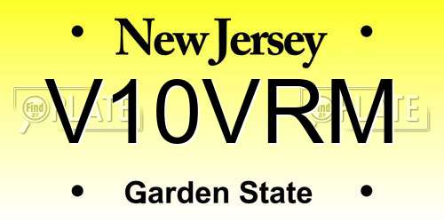 V10VRM New Jersey License Plate