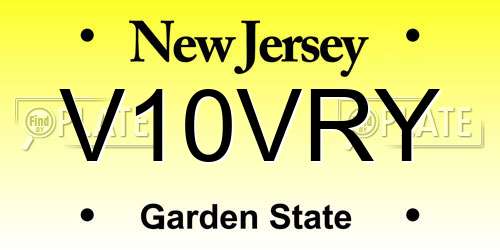 V10VRY New Jersey License Plate