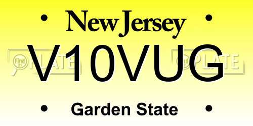 V10VUG New Jersey License Plate