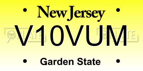 V10VUM New Jersey License Plate