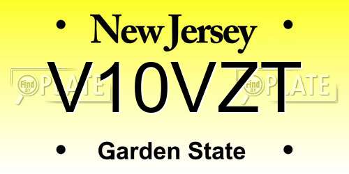 V10VZT New Jersey License Plate