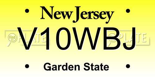 V10WBJ New Jersey License Plate
