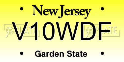 V10WDF New Jersey License Plate