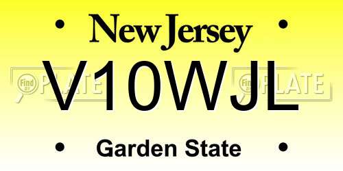 V10WJL New Jersey License Plate