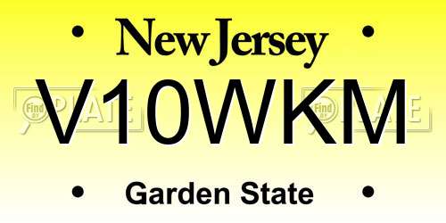 V10WKM New Jersey License Plate