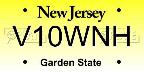 V10WNH New Jersey License Plate