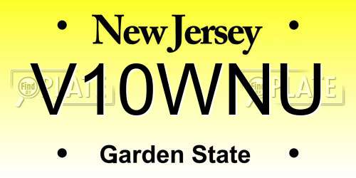 V10WNU New Jersey License Plate