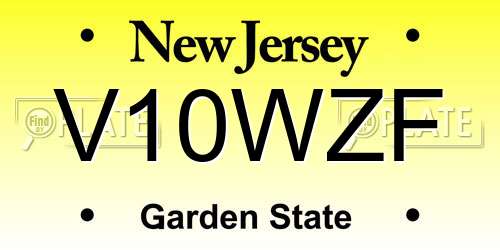 V10WZF New Jersey License Plate