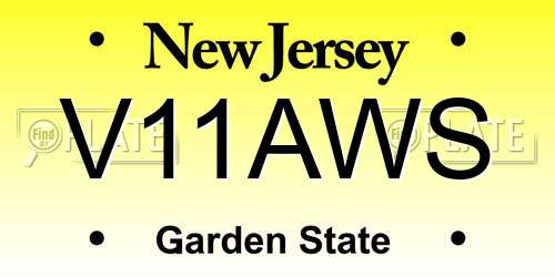 V11AWS New Jersey License Plate
