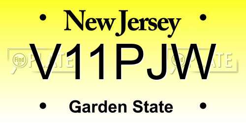 V11PJW New Jersey License Plate