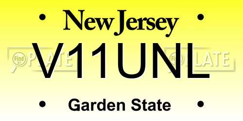 V11UNL New Jersey License Plate