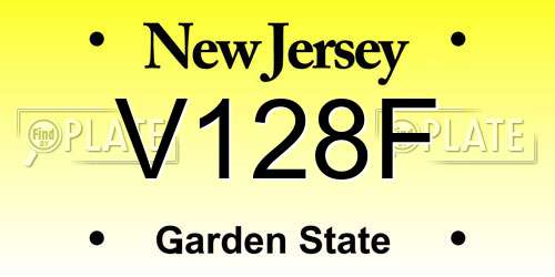 V128F New Jersey License Plate