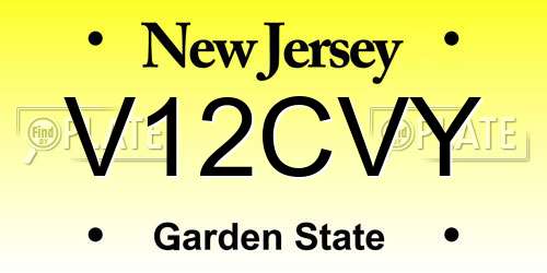 V12CVY New Jersey License Plate