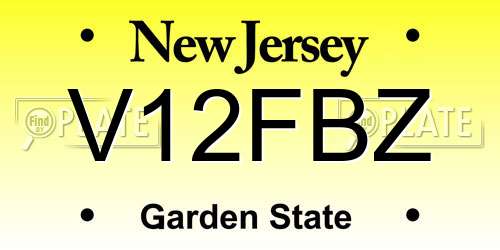 V12FBZ New Jersey License Plate
