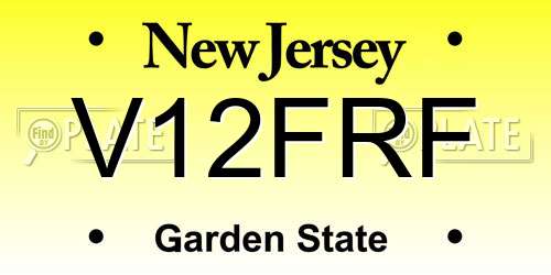 V12FRF New Jersey License Plate