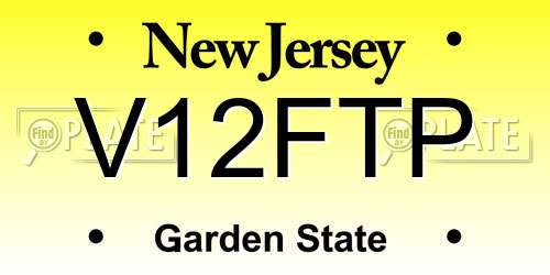 V12FTP New Jersey License Plate