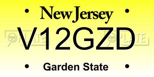 V12GZD New Jersey License Plate
