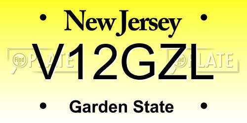 V12GZL New Jersey License Plate