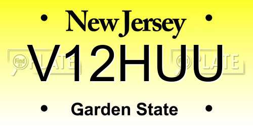 V12HUU New Jersey License Plate
