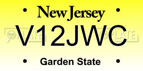 V12JWC New Jersey License Plate